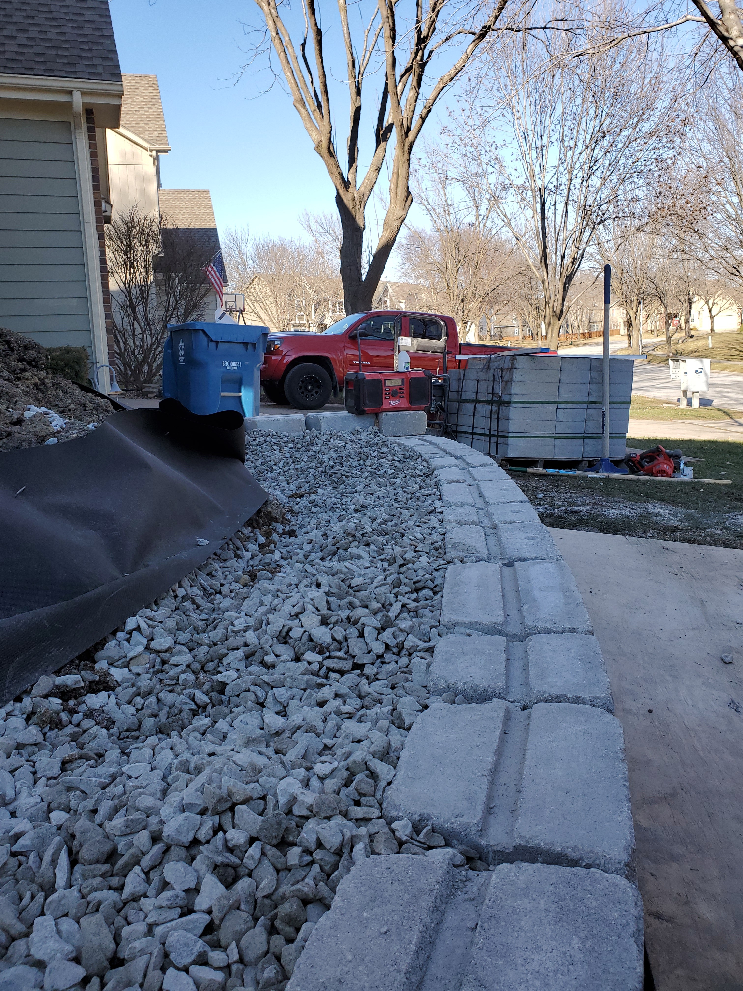 Retaining wall installation