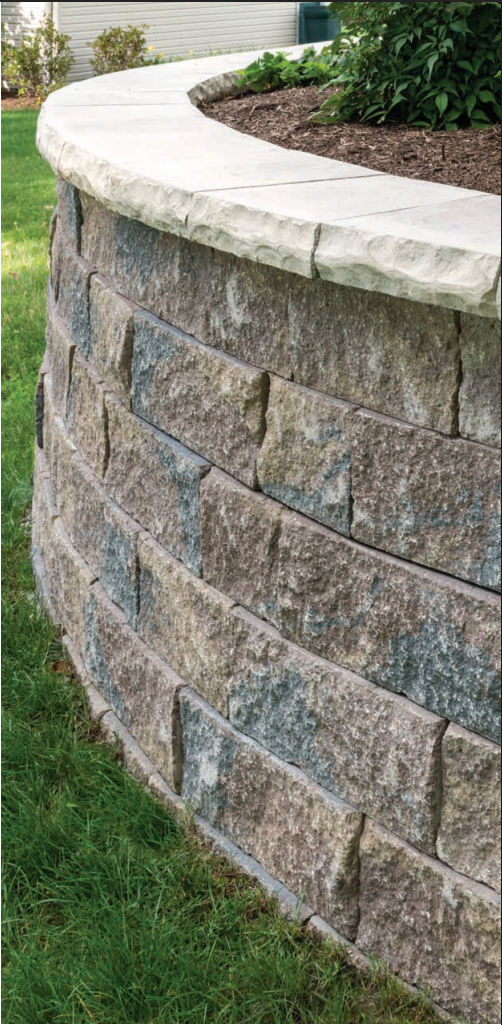 Curved Estate Wall in Sierra with Ledgestone coping